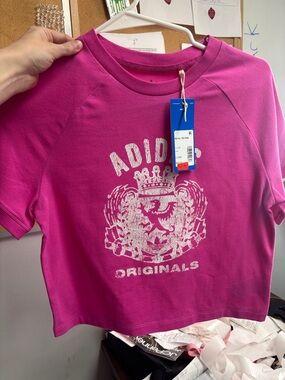 adidas Originals Girls Hot Pink Graphic Short Sleeve Tee